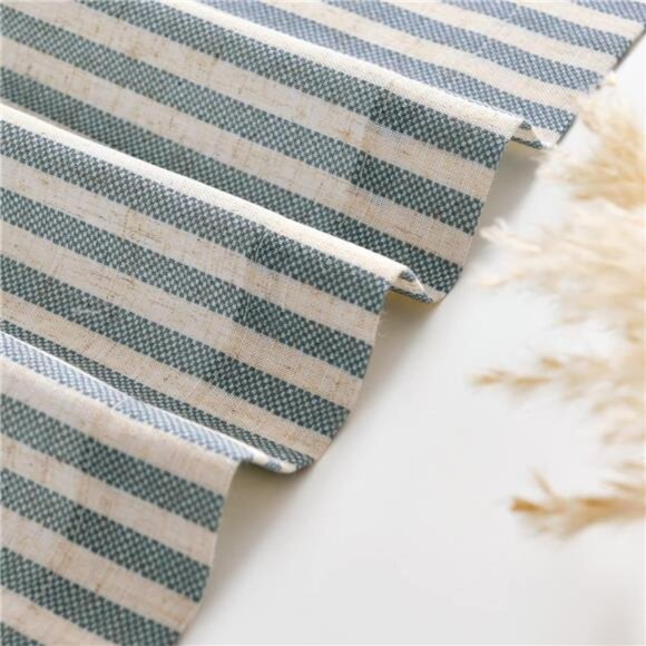 Valance Curtain Linen Textured Striped Window Curtain for Living Room Stripe - Picture 5 of 7